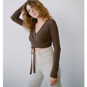 Ozma Dance Wrap Top, Coffee